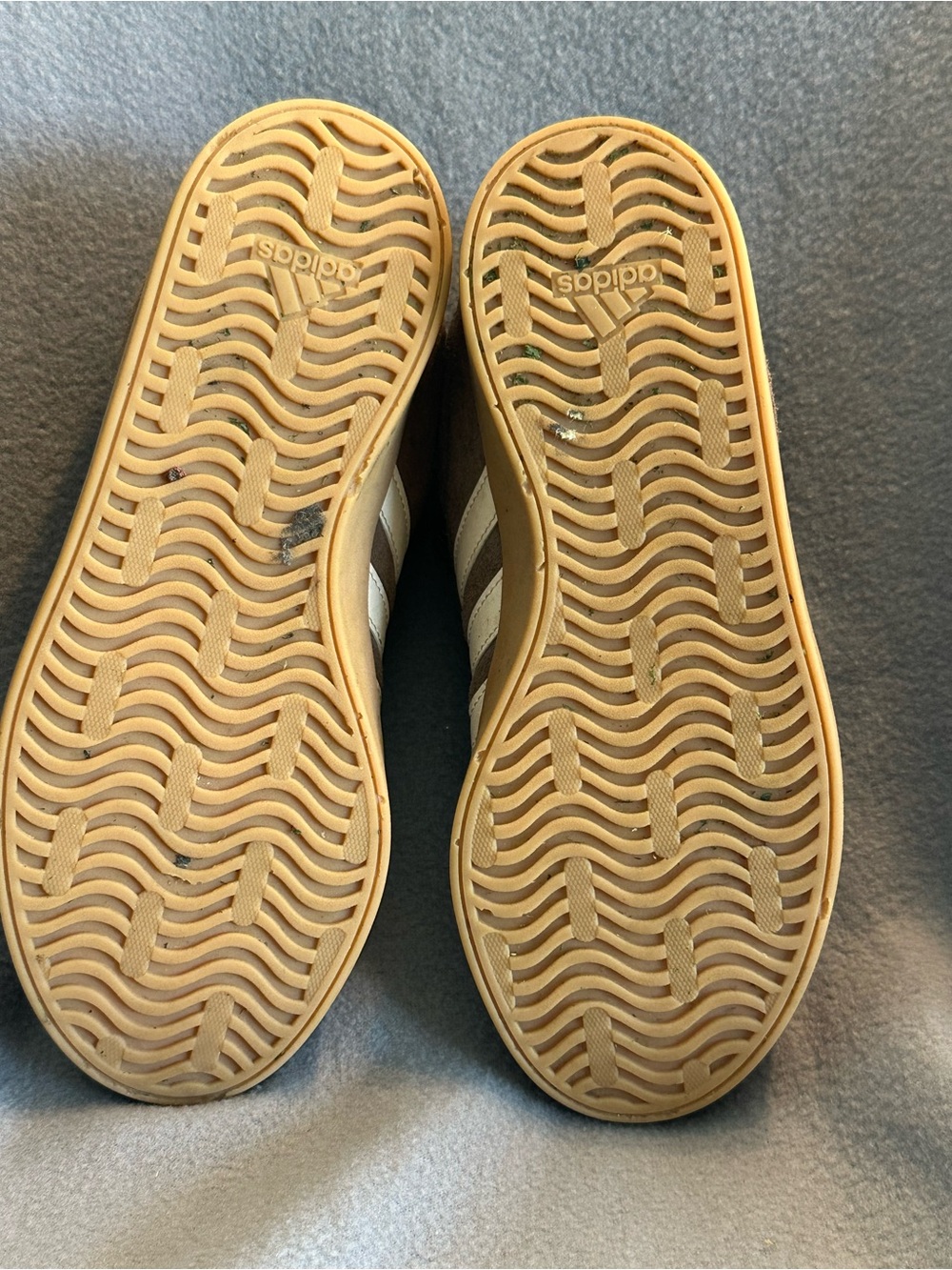 adidas women’s Brown Suede Sneakers with Cream Stripes - Picture 4 of 6